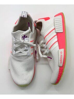 Adidas NMD_R1 Womens Shoes White & Neon Pink Size 7 Lightweight Sneakers